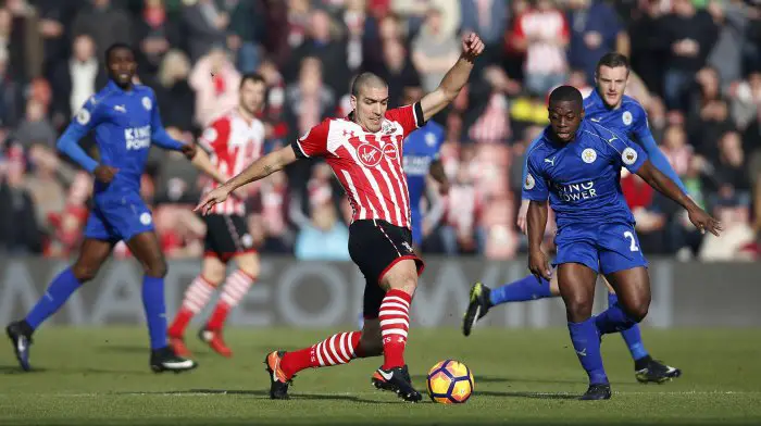 Football Soccer Britain - Southampton v Leicester City - Premier League - St Mary's Stadium - 22/1/17 Southampton's Oriol Romeu in action with Leicester City's Nampalys Mendy