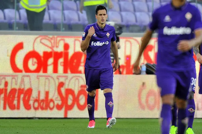 May 13, 2017 - Florence, Florence, Italy - A.c.f Fiorentina's Nikola Kalinic celebrates after scoring the goal during the Italian Serie A soccer match between A.c.f. Fiorentina and S.S. Lazio at Artemio Franchi Stadium.