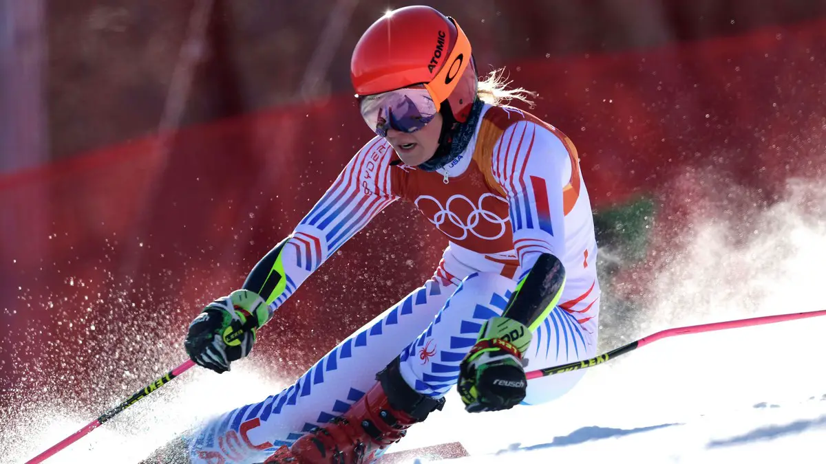 USA's Mikaela Shiffrin competes in the Women's Giant Slalom at the Yongpyong Alpine Centre during the Pyeongchang 2018 Winter Olympic Games in Pyeongchang on February 15, 2018. / AFP PHOTO / JAVIER SORIANO        (Photo credit should read JAVIER SORIANO/AFP/Getty Images)