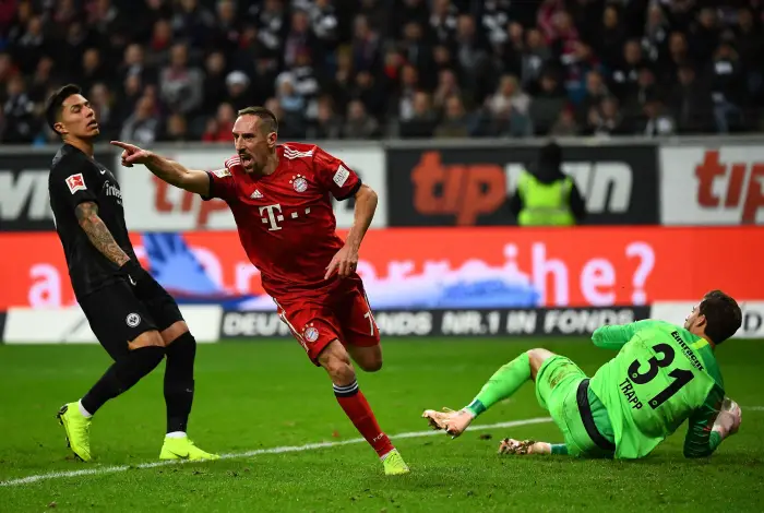 Joie Franck Ribery (FC Bayern Muenchen) celebrate the goa