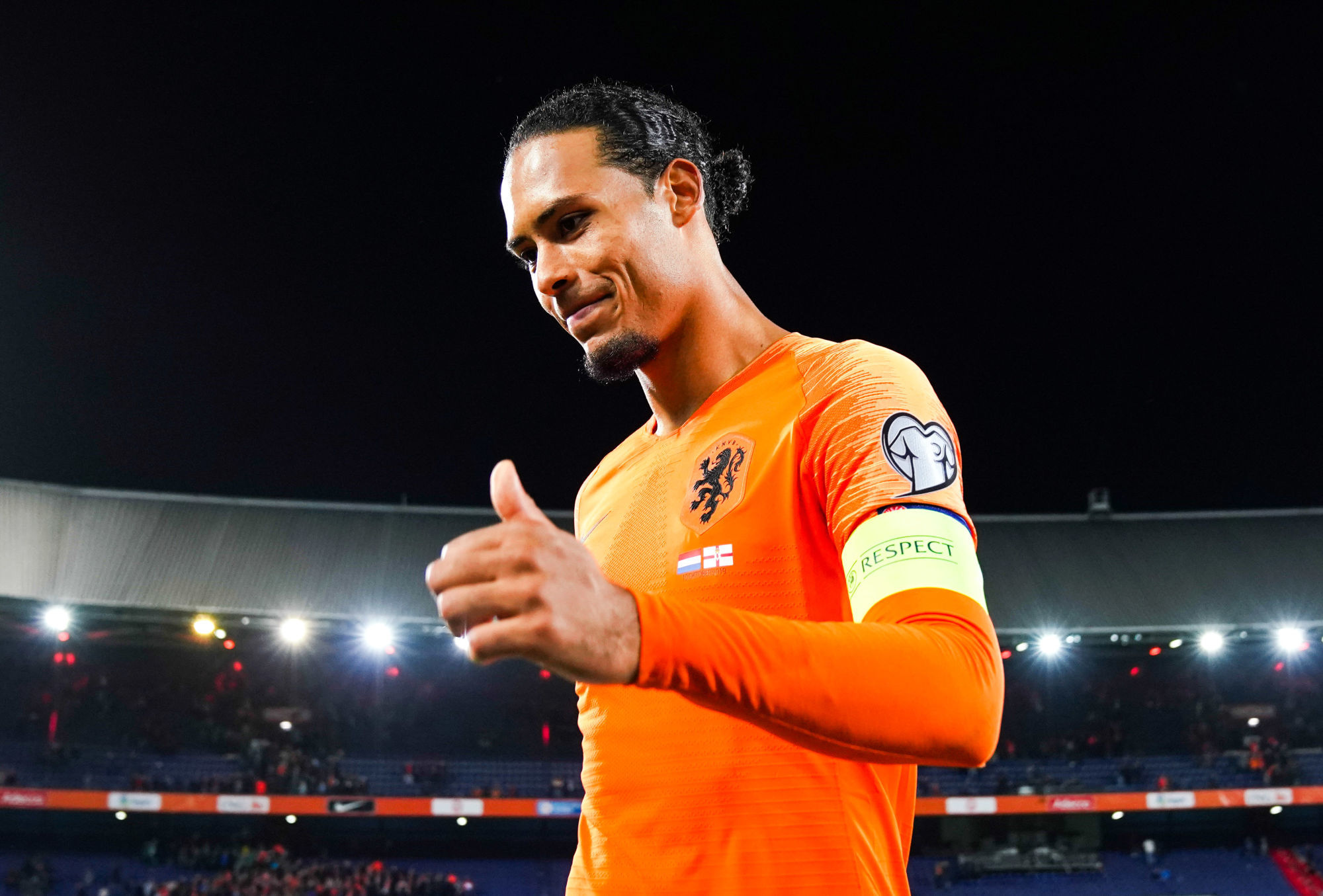 Netherlands' Virgil van Dijk walks off after the UEFA Euro 2020 qualifying, group C match at the Stadion Feijenoord, Rotterdam. 

Photo by Icon Sport - Virgil VAN DIJK - De Kuip - Rotterdam (Pays Bas)