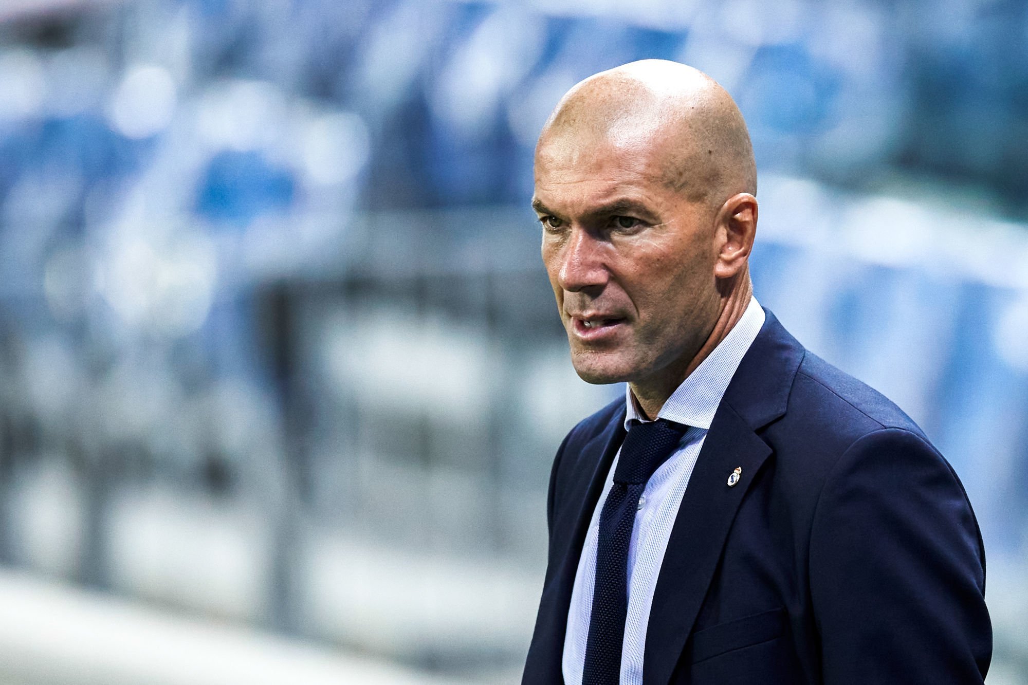Coach Zinedine Zidane of Real Madrid  during the La Liga match between Real Sociedad and Real Madrid played at Reale Arena Stadium on September 20, 2020 in San Sebastian, Spain. (Photo by Ion Alcoba/Pressinphoto/Icon Sport) - Coach Zinedine Zidane - Stade Anoeta - Saint Sebastien (Espagne)
