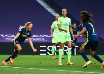 Eugenie Le Sommer et Amel Majri (Photo by Juanma - UEFA/UEFA via Getty Images) 
Photo by Icon Sport