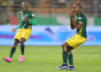 Percy Muzi Tau of South Africa reacts in disappointment after missed a penalty during the 2023 Africa Cup of Nations Finals match between Mali and South Africa at Amadou Gon Coulibaly Stadium in Korhogo on 16 January 2024 - Photo by Icon Sport