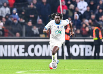 Bamo MEITE of Marseille during the French Cup match between US Thionville Lusitanos and Olympique de Marseille at Stade Saint-Symphorien on January 7, 2024 in Metz, France. (Photo by Daniel Derajinski/Icon Sport)