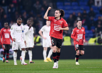 05 Arthur THEATE (srfc) during the Ligue 1 Uber Eats match between Olympique Lyonnais and Stade Rennais Football Club at Groupama Stadium on January 26, 2024 in Lyon, France. (Photo by Philippe Lecoeur/FEP/Icon Sport)