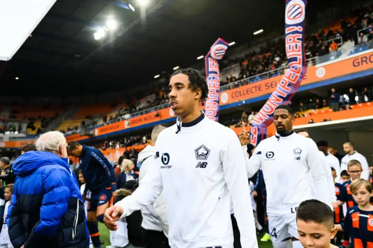 Leny YORO of Lille prior the Ligue 1 Uber Eats match between Montpellier Herault Sport Club and Lille Olympique Sporting Club at Stade de la Mosson on January 28, 2024 in Montpellier, France. (Photo by Alexandre Dimou/Icon Sport)