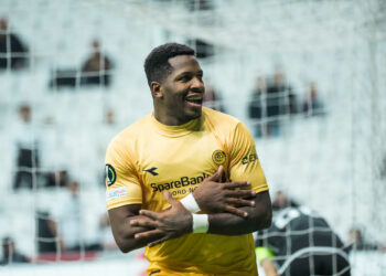 Faris Pemi Moumbagna (29) of FK Bodo/Glimt celebrates after scoring the first goal of his team during the UEFA Europa Conference League 2023/24 season  Group D  match between Besiktas JK and FK Bodo/Glimt on November 9, 2023 in Istanbul, Turkey. (Photo by SeskimPhoto)   - Photo by Icon Sport