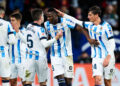 Partido de LaLiga EA Sports entre el Osasuna y la Real Sociedad. En la imagen, celebración de Sadiq tras marcar. LaLiga EA Sports match between Osasuna and Real Sociedad. In this picture, Sadiq celebrates after scoring. - Photo by Icon sport