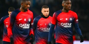 Kylian Mbappé avec Ousmane Dembélé et Randal Kolo Muani au PSG - Photo by Icon Sport