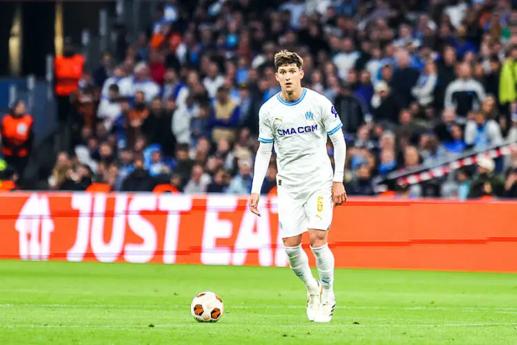 Leonardo BALERDI of Marseille during the UEFA Europa League Quarter-finals match between Marseille and Benfica at Oragne Velodrome, Marseille on April 18, 2024 in Marseille, France.(Photo by Johnny Fidelin/Icon Sport)   - Photo by Icon Sport