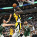 Apr 23, 2024; Milwaukee, Wisconsin, USA; Indiana Pacers forward Pascal Siakam  (43) shoots the ball over the Milwaukee Bucks in the second half during game two of the first round for the 2024 NBA playoffs at Fiserv Forum. Mandatory Credit: Michael McLoone-USA TODAY Sports/Sipa USA   Photo by Icon sport   - Photo by Icon Sport