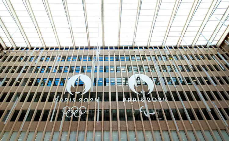 Oct 21, 2022; Paris, FRANCE; A general view of the Paris 2024 Olympics and Paralympics logo at the Paris 2024 headquarters ahead of the Paris 2024 Summer Olympic Games. Mandatory Credit: Jerry Lai/USA TODAY Sports/Sipa USA - Photo by Icon sport   - Photo by Icon Sport