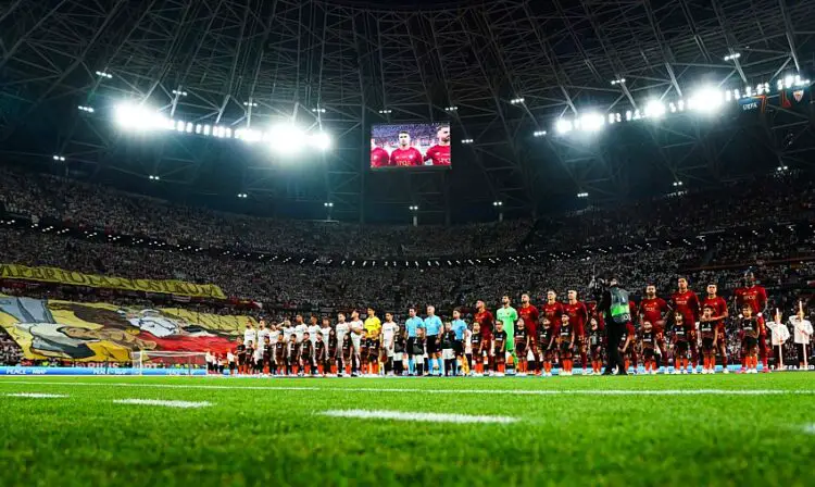 La Puskas Arena avait accueilli la finale de la Ligue Europa en 2022-23 entre le FC Séville et l'AS Roma (Photo by Icon Sport)