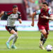 14th April 2024; London Stadium, London, England; Premier League Football, West Ham United versus Fulham; Lucas Paqueta of West Ham United goes past his defender late in the game Photo by Icon Sport   - Photo by Icon Sport