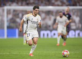 Brahim Diaz of Real Madrid CF in action during the 2023/2024 UEFA Champions League semi-final second leg football match between Real Madrid CF and FC Bayern Munchen at Santiago Bernabeu stadium. Final score: Real Madrid CF 2:1 FC Bayern Munchen (Photo by Federico Titone / SOPA Images/Sipa USA)   - Photo by Icon Sport