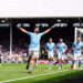 Manchester City's Josko Gvardiol celebrates scoring their side's third goal of the game during the Premier League match at Craven Cottage, London. Picture date: Saturday May 11, 2024.   - Photo by Icon Sport