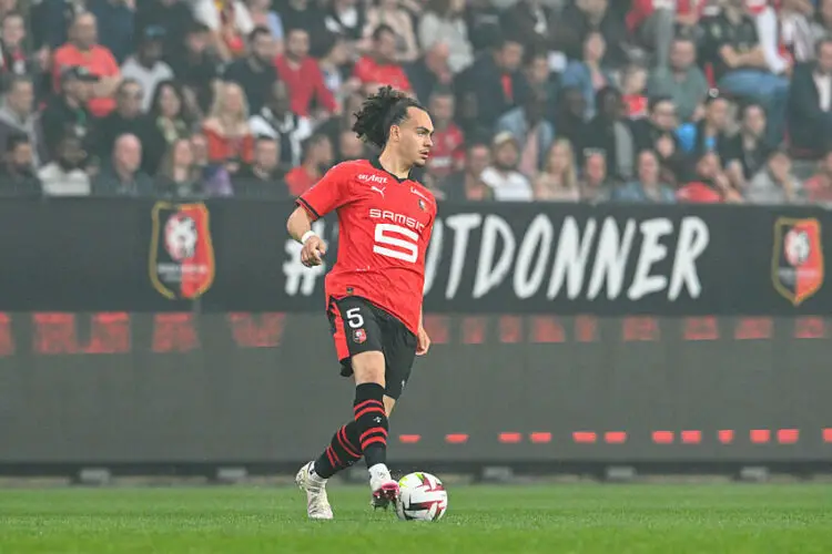 Arthur THEATE of Rennes during the Ligue 1 Uber Eats match between Rennes and Lens at Roazhon Park on May 12, 2024 in Rennes, France.(Photo by Daniel Derajinski/Icon Sport)   - Photo by Icon Sport