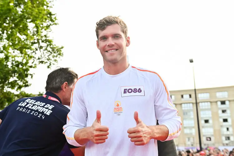 Kevin MAYER durant la cérémonie de la flamme olympique à Montpellier (France) - Photo by Icon Sport