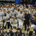 May 30, 2024; Minneapolis, Minnesota, USA; Dallas Mavericks players and staff celebrate after winning the Western Conference Championship against the Minnesota Timberwolves in game five of the western conference finals for the 2024 NBA playoffs at Target Center. Mandatory Credit: Bruce Kluckhohn-USA TODAY Sports/Sipa USA   - Photo by Icon Sport