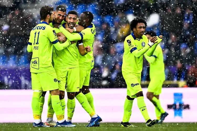 Les Marocains Ismael Kandouss et Tarik Tissoudali ont gagné le derby face à Genk et seront en Ligue Europa Conférence l'an prochain. BELGA PHOTO JOHAN EYCKENS - Photo by Icon sport   - Photo by Icon Sport