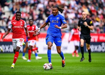 Kephren THURAM ULIEN of Nice during the Ligue 1 Uber Eats match between Reims and Nice at Stade Auguste Delaune on April 7, 2024 in Reims, France.(Photo by Baptiste Fernandez/Icon Sport)   - Photo by Icon Sport