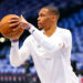 Apr 28, 2024; Dallas, Texas, USA; LA Clippers guard Russell Westbrook (0) warms up before the game against the Dallas Mavericks during game four of the first round for the 2024 NBA playoffs at American Airlines Center. Mandatory Credit: Kevin Jairaj-USA TODAY Sports/Sipa USA   - Photo by Icon Sport