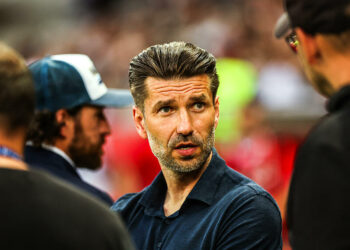 Luka ELSNER head coach and Mathieu BODMER sportif director of Le Havre AC prior the Ligue 1 Uber Eats match between Nice and Le Havre at Allianz Riviera on May 10, 2024 in Nice, France.(Photo by Johnny Fidelin/Icon Sport)   - Photo by Icon Sport