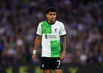 Liverpool's Luis Diaz during the Premier League match at Villa Park, Birmingham. Picture date: Monday May 13, 2024.   - Photo by Icon Sport