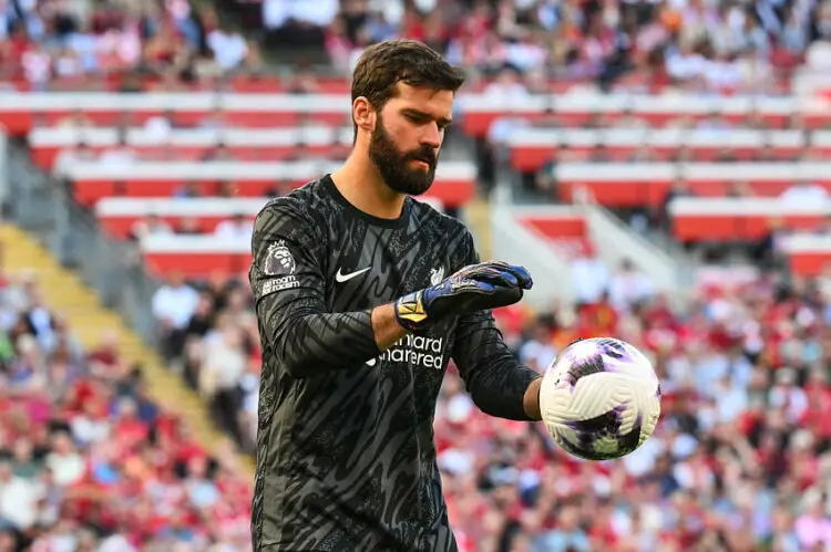 Alisson Becker of Liverpool in action during the Premier League match Liverpool vs Wolverhampton Wanderers at Anfield, Liverpool, United Kingdom, 19th May 2024  (Photo by Craig Thomas/News Images) in ,  on 5/19/2024. (Photo by Craig Thomas/News Images/Sipa USA)   - Photo by Icon Sport