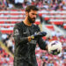 Alisson Becker of Liverpool in action during the Premier League match Liverpool vs Wolverhampton Wanderers at Anfield, Liverpool, United Kingdom, 19th May 2024  (Photo by Craig Thomas/News Images) in ,  on 5/19/2024. (Photo by Craig Thomas/News Images/Sipa USA)   - Photo by Icon Sport