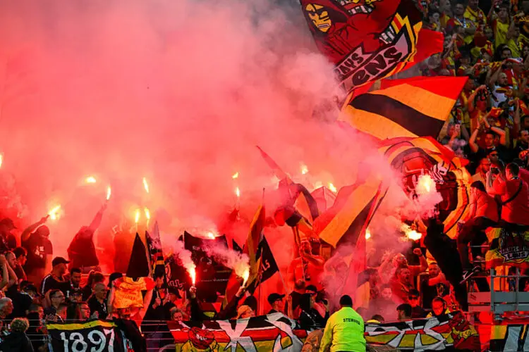 Fans of Lens during the Ligue 1 Uber Eats match between Lens and Montpellier at Stade Bollaert-Delelis on May 19, 2024 in Lens, France.(Photo by Daniel Derajinski/Icon Sport)   - Photo by Icon Sport