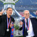 Luis ENRIQUE head coach of Paris Saint Germain (PSG) and Luis CAMPOS Sporting Director of Paris Saint Germain (PSG) celebrate with the trophy after the French Cup Final match between Lyon and Paris at Stade Pierre-Mauroy on May 25, 2024 in Lille, France.(Photo by Baptiste Fernandez/Icon Sport)   - Photo by Icon Sport