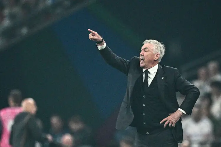 01 June 2024, Great Britain, London: Soccer: Champions League, Borussia Dortmund - Real Madrid, knockout round, final at Wembley Stadium, Madrid coach Carlo Ancelotti gesticulating on the touchline. Photo: Tom Weller/dpa   - Photo by Icon Sport