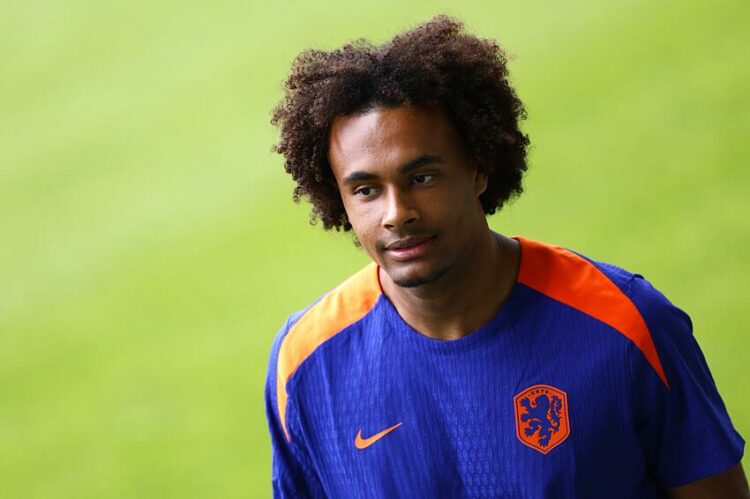 Joshua Zirkzee (Pays-Bas / Bologne) during a training session of the Dutch national team at the AOK Stadium on June 15, 2024 in Wolfsburg, Germany. The Dutch national team is preparing for the first group match at the European Football Championship in Germany against Poland. ANP KOEN VAN WEEL   - Photo by Icon Sport