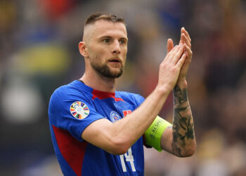 Slovakia's Milan Skriniar during the Euro 2024 soccer match between Slovakia and Ukraine at the Esprit Arena Stadion, Dusseldorf, Germany - friday 21 , June , 2024. Sport - Soccer . (Photo by Fabio Ferrari/LaPresse)   - Photo by Icon Sport