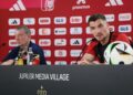 Thomas Meunier avec les Diables Rouges en conférence de presse avant France - Belgique  - Photo by Icon Sport