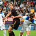 28 June 2023, Georgia, Batumi: Soccer, U21 Men; European Championship; England - Germany, Preliminary Round, Group C, Matchday 3, Adjarabet Arena: Germany's Nelson Weiper (M) plays against England's James Garner (l) and England's Charlie Cresswell. Photo: Sebastian Kahnert/dpa - Photo by Icon sport   - Photo by Icon Sport