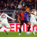 06 January 2024, Switzerland, Basel: Soccer: Test matches, FC Basel - FC Bayern Munich: Renato Veiga (FC Basel, M) defends the ball against Aleksandar Pavlovic (FC Bayern, l) and Jamal Musiala (FC Bayern, r). Photo: Philipp von Ditfurth/dpa - Photo by Icon sport   - Photo by Icon Sport