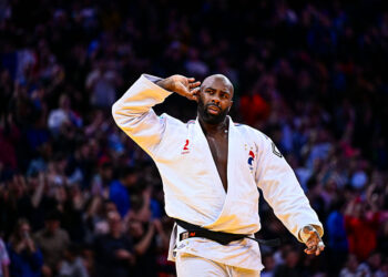 Teddy RINER of France celebrates after the +100kg final fight during the Paris Grand Slam 2024, Day 3 at AccorHotels Arena on February 4, 2024 in Paris, France. (Photo by Baptiste Fernandez/Icon Sport)   - Photo by Icon Sport
