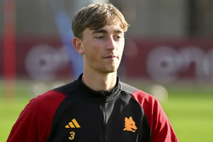 Dean Huijsen of AS Roma during a training the day before the Europa League football match between AS Roma and Brighton & Hove Albion FC at Fulvio Bernardini sport center in Rome (Italy), March 6th, 2024./Sipa USA  No Sales in Italy    - Photo by Icon Sport