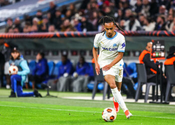 Emran SOGLO of Marseille during the UEFA Europa League Quarter-finals match between Marseille and Benfica at Oragne Velodrome, Marseille on April 18, 2024 in Marseille, France.(Photo by Johnny Fidelin/Icon Sport)   - Photo by Icon Sport