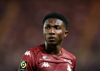 Lamine Camara avec le maillot du FC Metz (Photo by Loic Baratoux/FEP/Icon Sport)