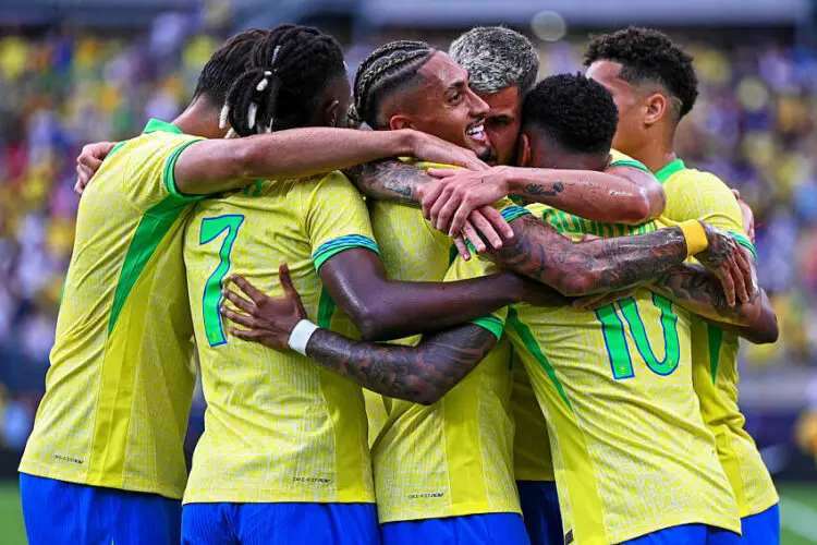 12th June 2024: Camping World Arena Florda, USA:  International football friendly, USA versus Brazil:  Rodrygo of Brazil celebrates his goal in the 17th minute for 0-1 with Raphinha    Photo by Icon Sport   - Photo by Icon Sport