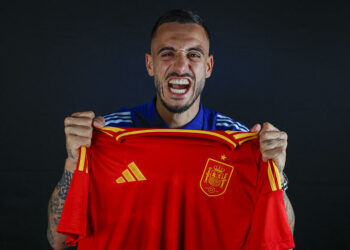 Spain's striker Joselu Mato during an interview with Efe/ABACAPRESS.COM/ ahead of their upcoming Euro2024 match against Georgia, in Donaueschingen, Germany, 29 June 2024. Efe/ABACAPRESS.COM//J.J. Guillen   - Photo by Icon Sport