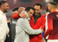 Turkey's Hakan Calhanoglu and Turkey's head coach Vincenzo Montella final celebration during the Euro 2024 soccer match between Austria and Turkey at the Red Bull Arena -Round of 16, Leipzig, Germany - Tuesday July 02, 2024. Sport - Soccer . (Photo by Fabio Ferrari/LaPresse)   - Photo by Icon Sport