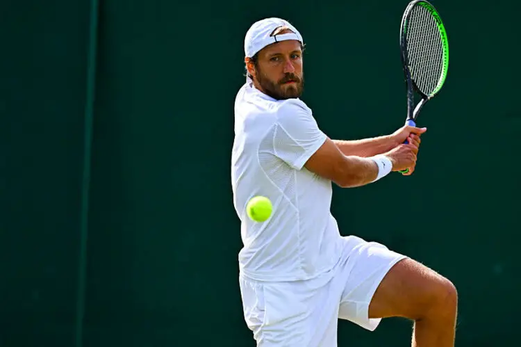 Lucas Pouille (FRA) during his second round match at the 2024 Wimbledon Championships at the AELTC in London, UK, on July 4, 2024. Photo by Corinne Dubreuil/ABACAPRESS.COM   Photo by Icon Sport   - Photo by Icon Sport