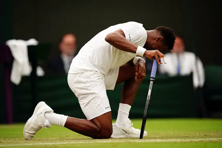 Gael Monfils during his match against Grigor Dimitrov (not pictured) on day five of the 2024 Wimbledon Championships at the All England Lawn Tennis and Croquet Club, London. Picture date: Friday July 5, 2024.   - Photo by Icon Sport