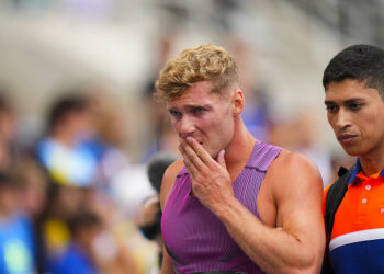 Kevin MAYER of France (Triathlon 110m Hurdles) looks injured during the  Meeting of Paris at Stade Charlety on July 7, 2024 in Paris, France. (Photo by Hugo Pfeiffer/Icon Sport)   - Photo by Icon Sport
