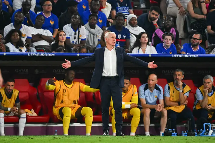 Didier DESCHAMPS head coach of France looks dejected during the UEFA Euro 2024 Semifinal match between  Spain and France at Allianz Arena on July 9, 2024 in Munich, Germany. (Photo by Anthony Dibon/Icon Sport)   - Photo by Icon Sport